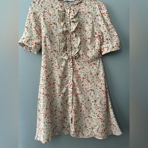 Zara Women’s Ruffle Floral Mini Button Up Dress